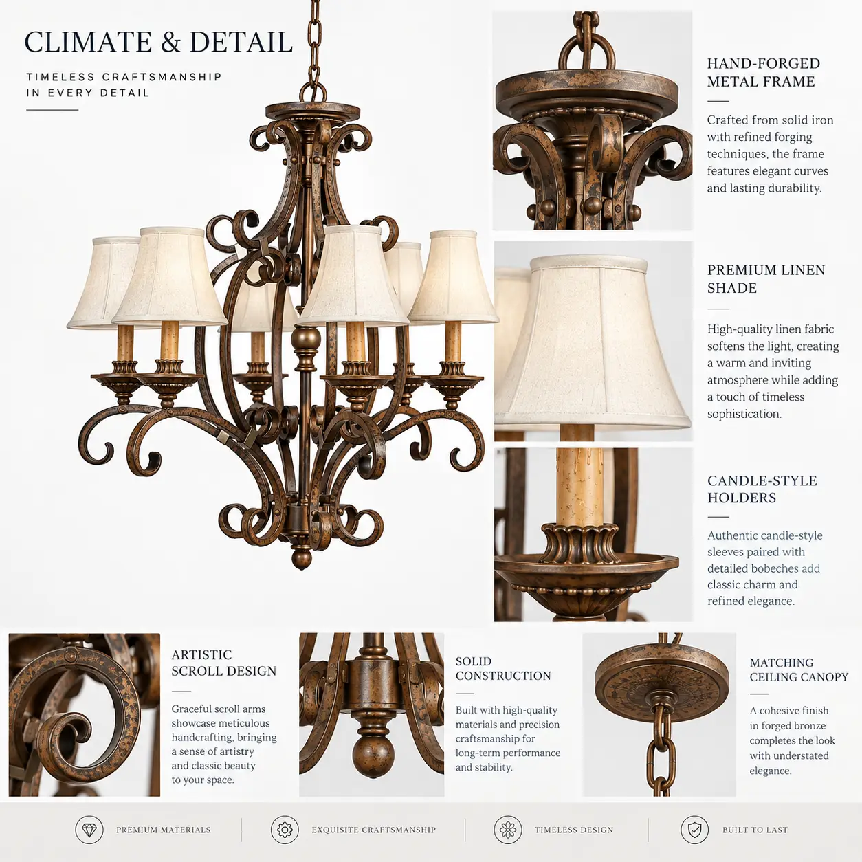 Heirloom-Scroll-6-Light-Forged-Bronze-Chandelier-2 Heirloom-Scroll-6-Light-Forged-Bronze-Chandelier-2