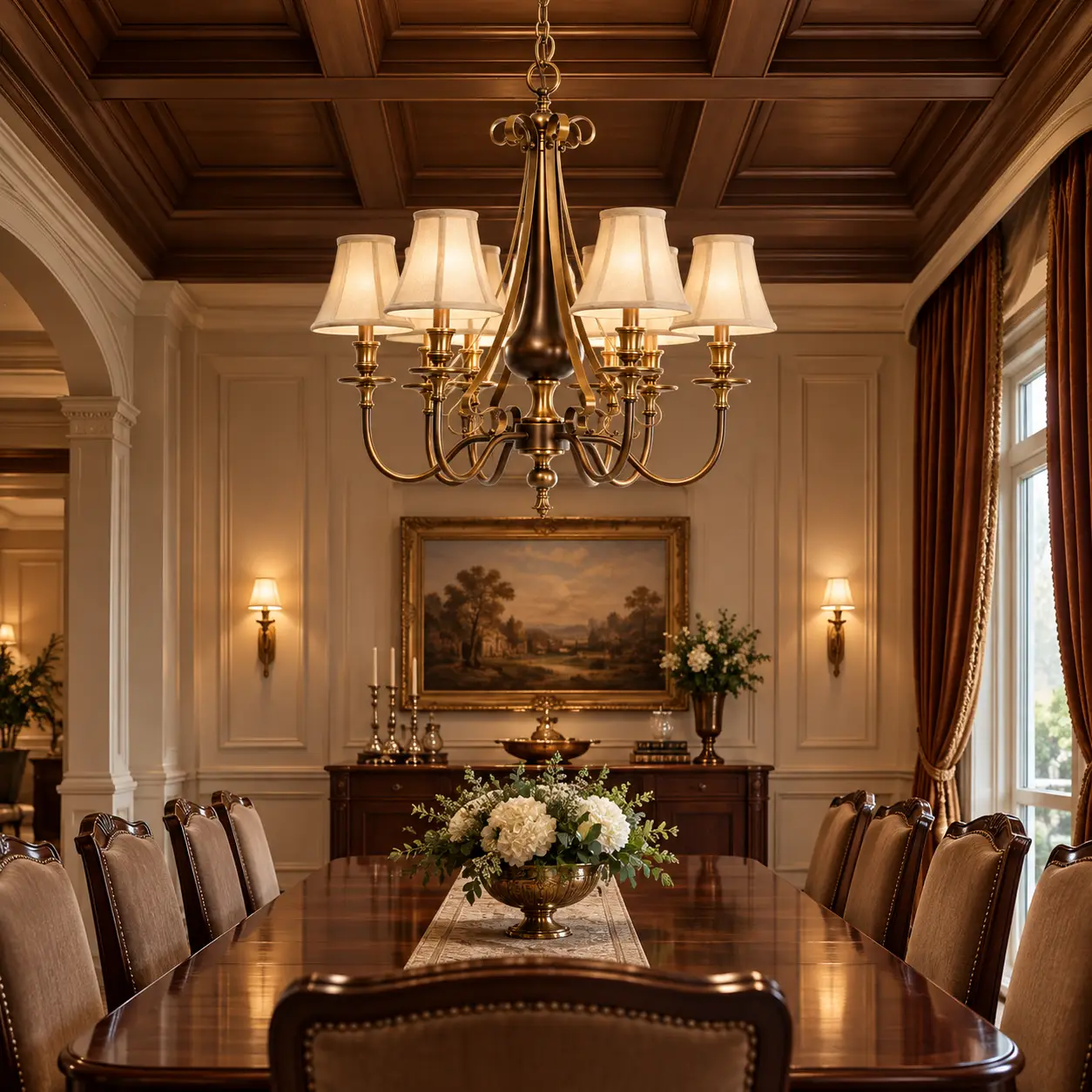 Heritage Glow Classic Bronze 6-Light Chandelier in Dining Room