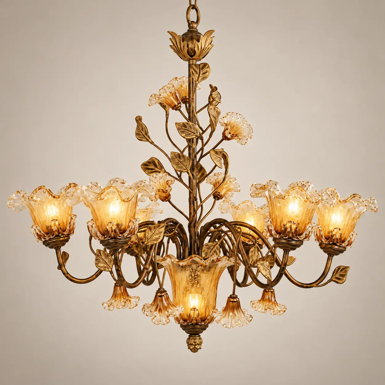 Imperial-Floral-7-Light-Antique-Gold-Chandelier-with-Handcrafted-Glass-Shades-3 Imperial-Floral-7-Light-Antique-Gold-Chandelier-with-Handcrafted-Glass-Shades-3