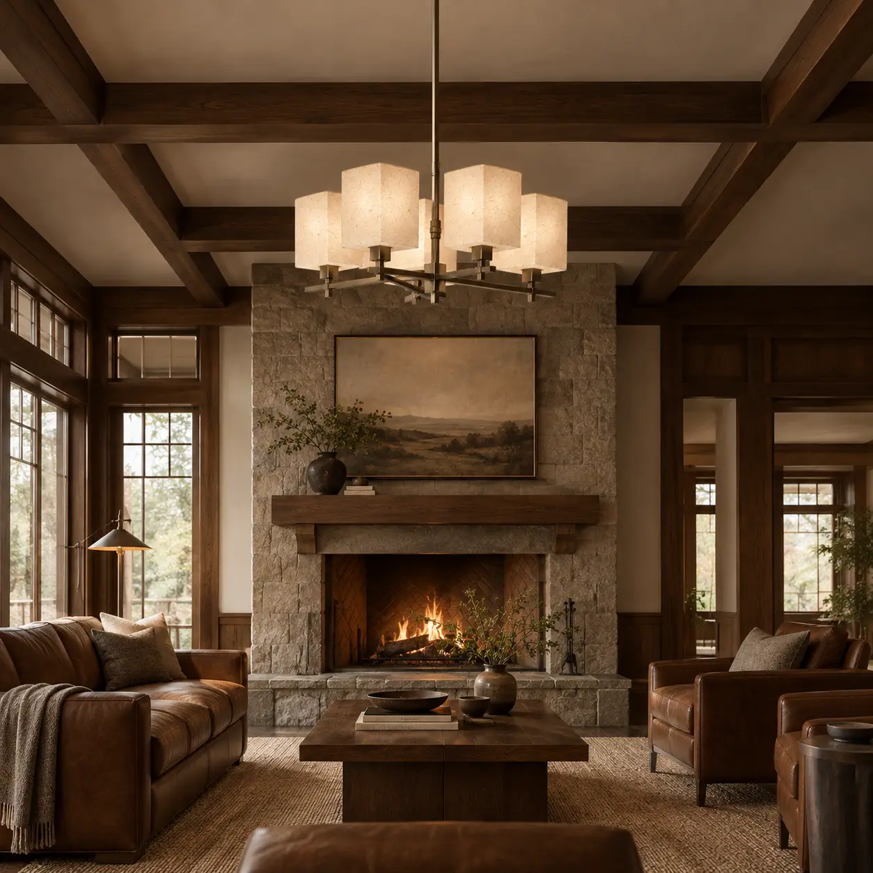 Kyoto-Lattice-4-Light-Geometric-Chandelier-with-Fiber-Embedded-Parchment-Shades-MODERN-CRAFTSMAN-GREAT-ROOM Kyoto-Lattice-4-Light-Geometric-Chandelier-with-Fiber-Embedded-Parchment-Shades-MODERN-CRAFTSMAN-GREAT-ROOM