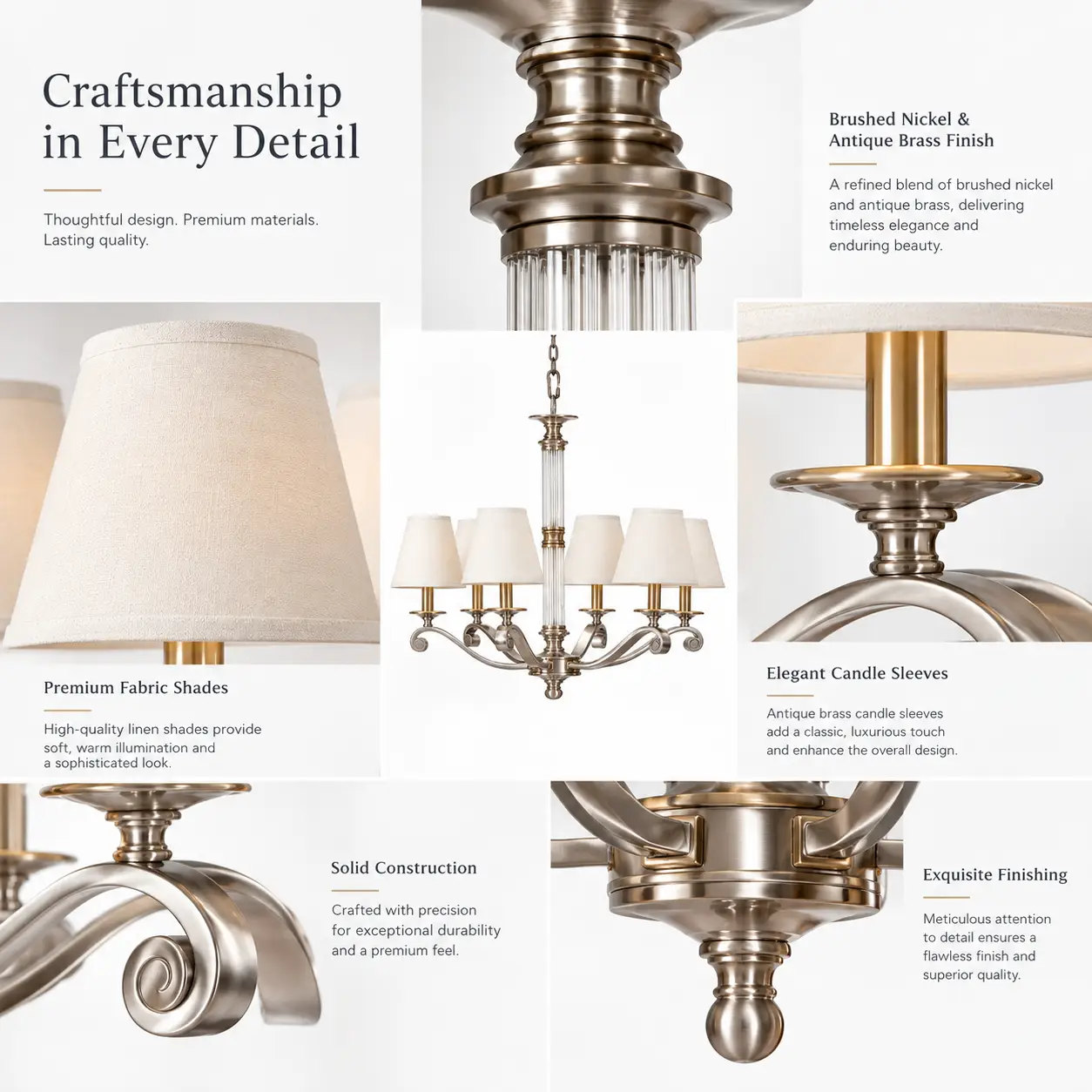 Langford-6-Light-Brushed-Nickel-and-Antique-Brass-Chandelier-2 Langford-6-Light-Brushed-Nickel-and-Antique-Brass-Chandelier-2