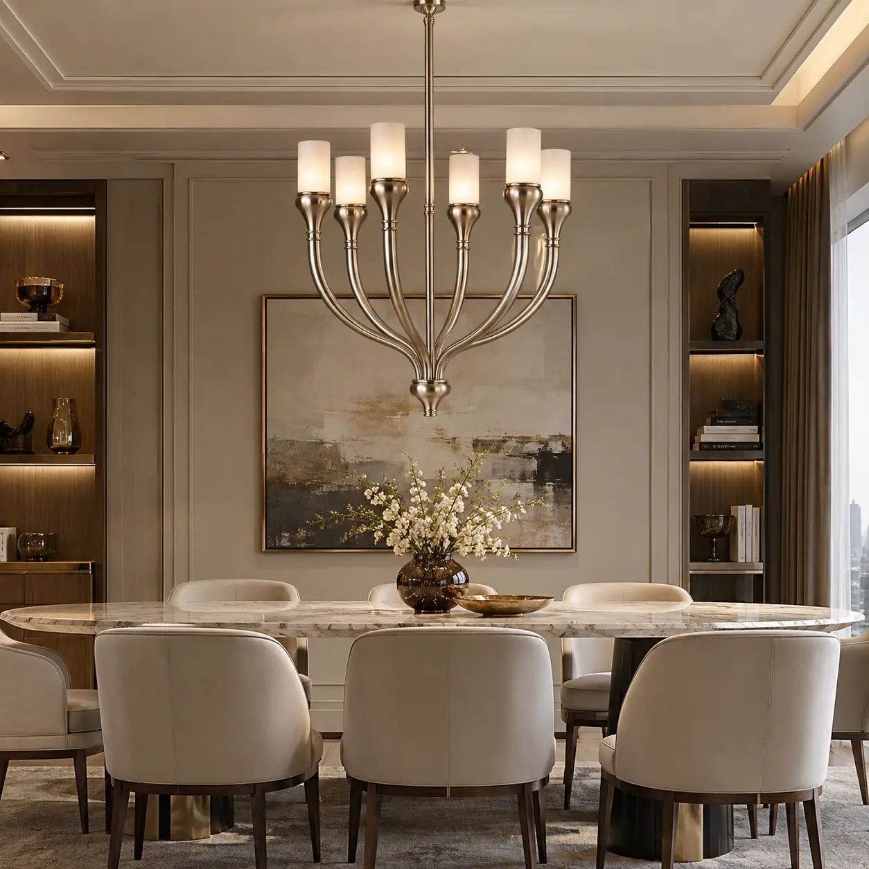 Luminor Contemporary Chandelier in Modern Luxury Dining Room
