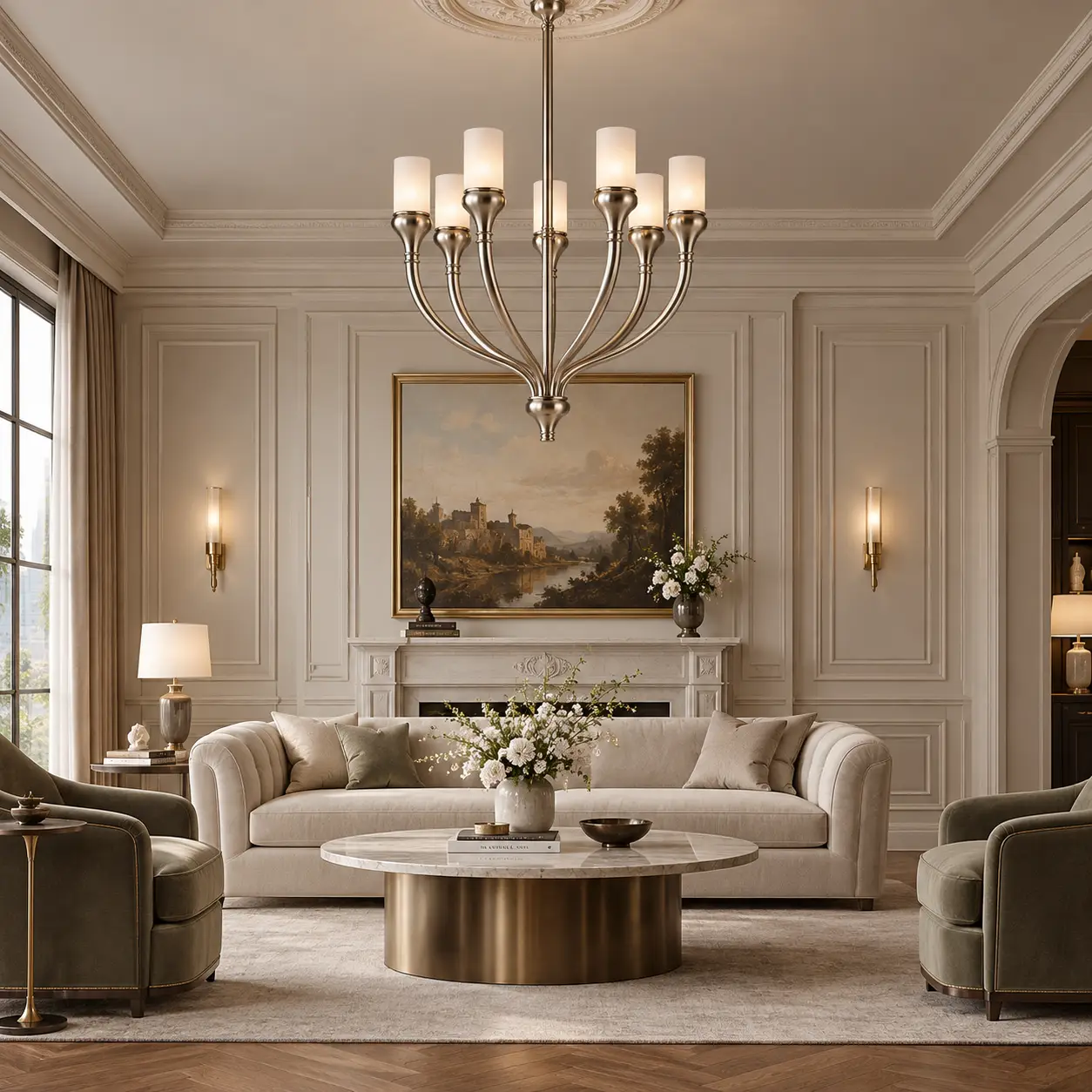 Luminor Contemporary Chandelier in Transitional Living Space