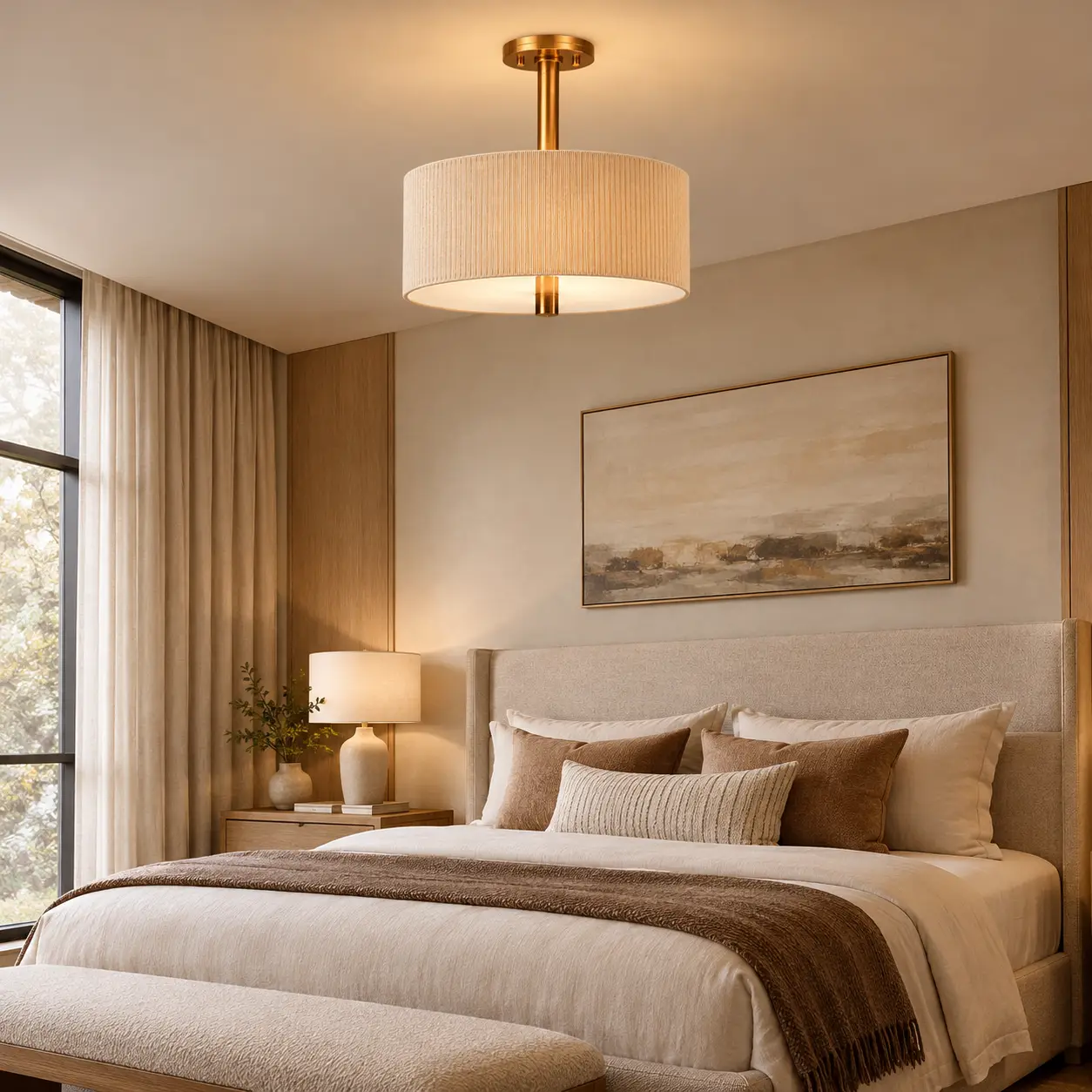 Luminos Copper Solstice Pendant in Modern Organic Living Space