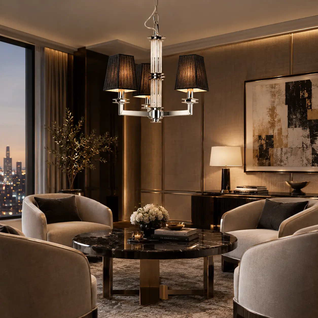 3D Rendering - Boutique Hotel Suite Chandelier Lighting