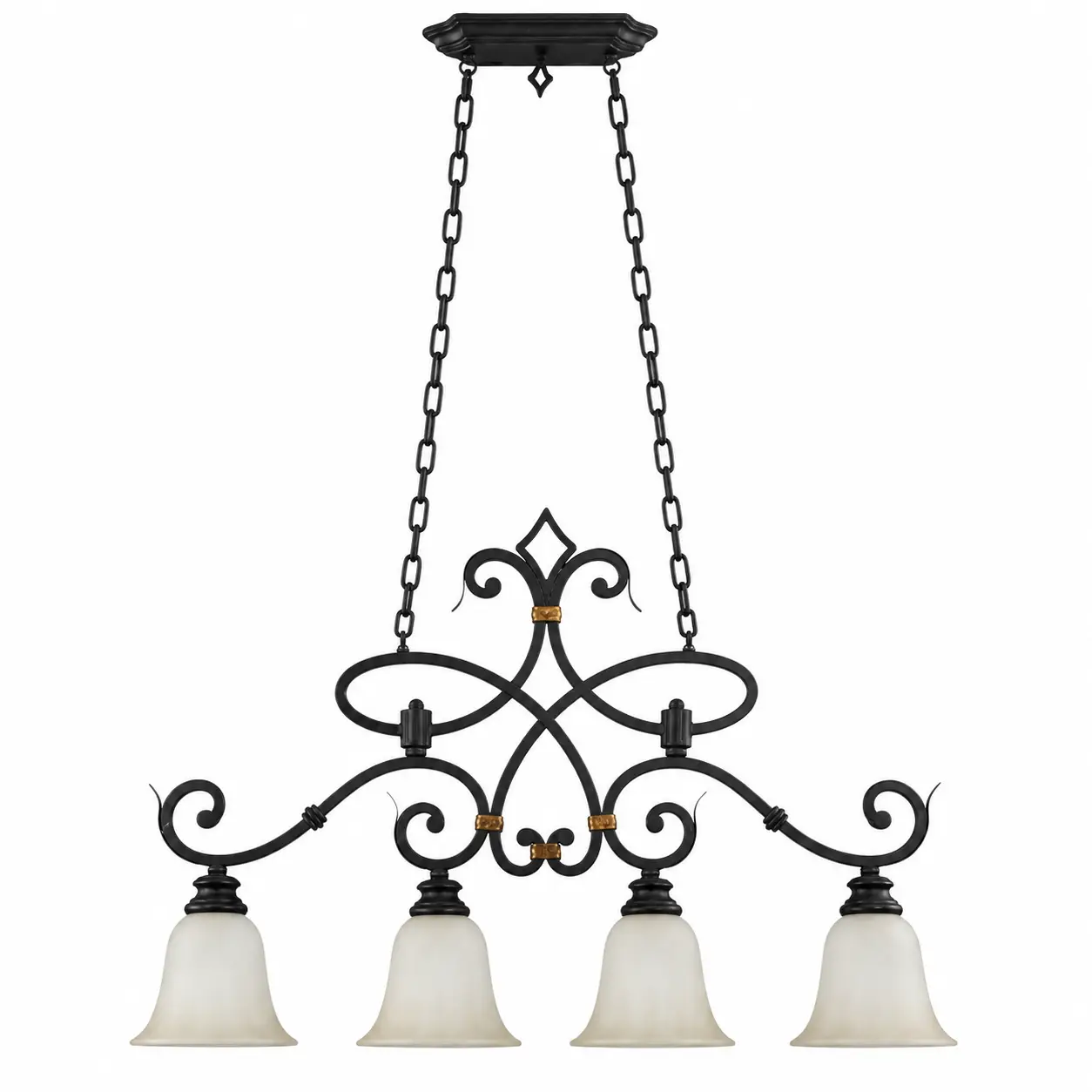 Matte-Black-Hand-Forged-Wrought-Iron-4-Light-Linear-Pendant-1 Matte-Black-Hand-Forged-Wrought-Iron-4-Light-Linear-Pendant-1