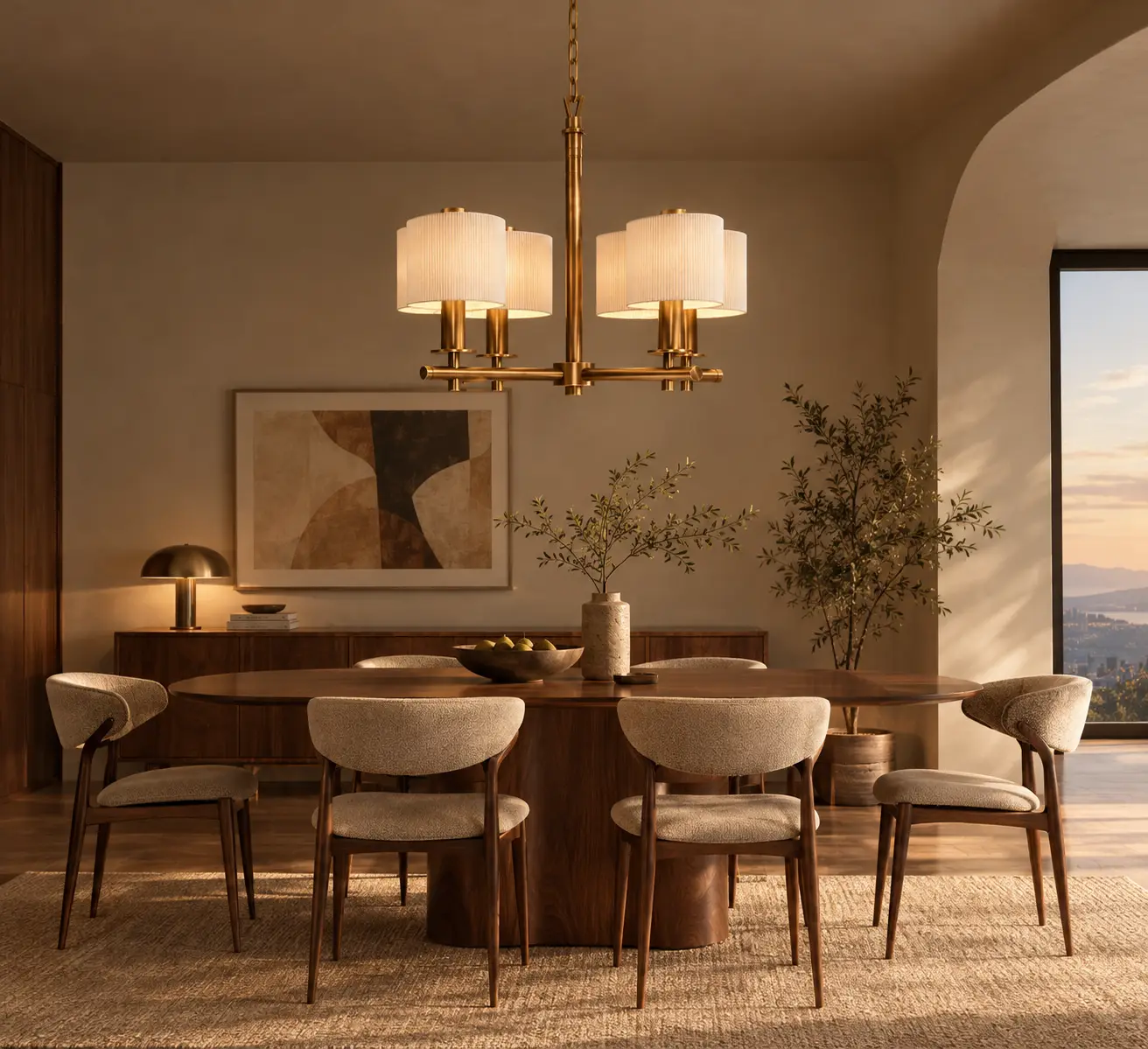 Mid-Century Radiance Spoke Pendant in Retro Living Room