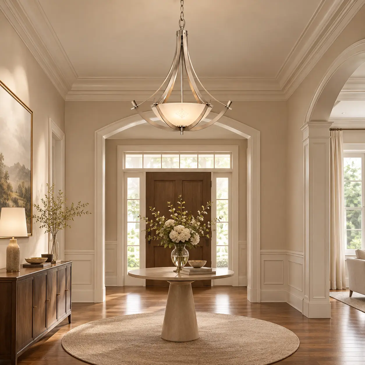 Modern-Brushed-Nickel-3-Light-Pendant-with-Etched-Glass-Bowl-Transitional-Soft-Neoclassical Modern-Brushed-Nickel-3-Light-Pendant-with-Etched-Glass-Bowl-Transitional-Soft-Neoclassical