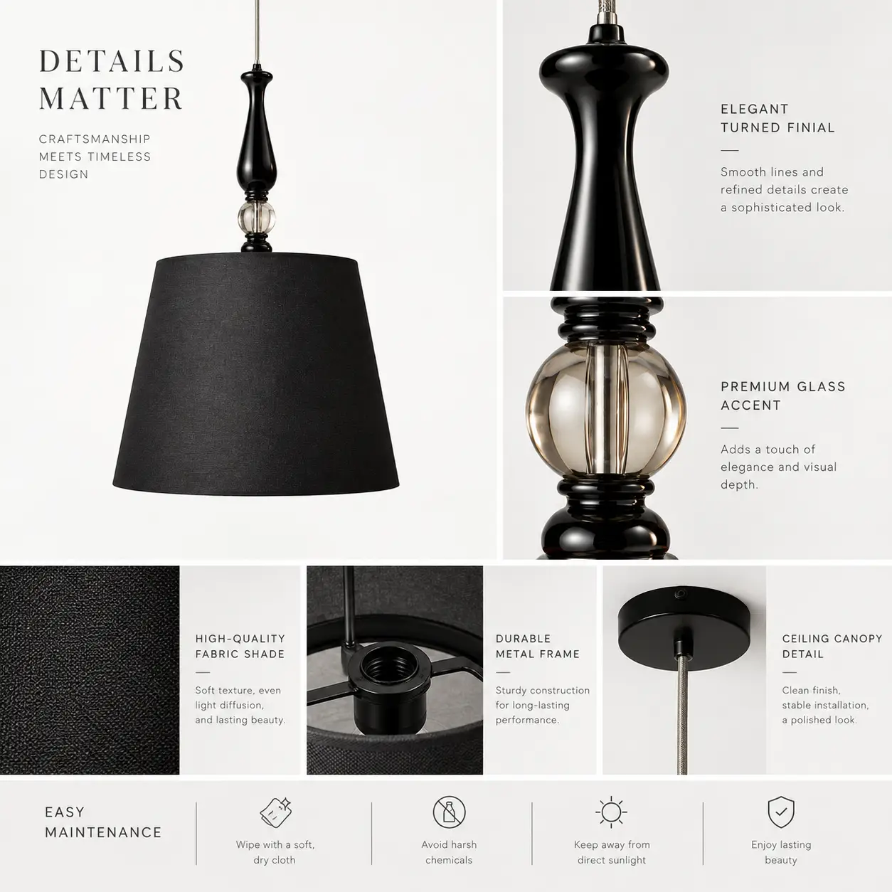 Noir-Chic-Tapered-Drum-1-Light-Pendant-2 Noir-Chic-Tapered-Drum-1-Light-Pendant-2