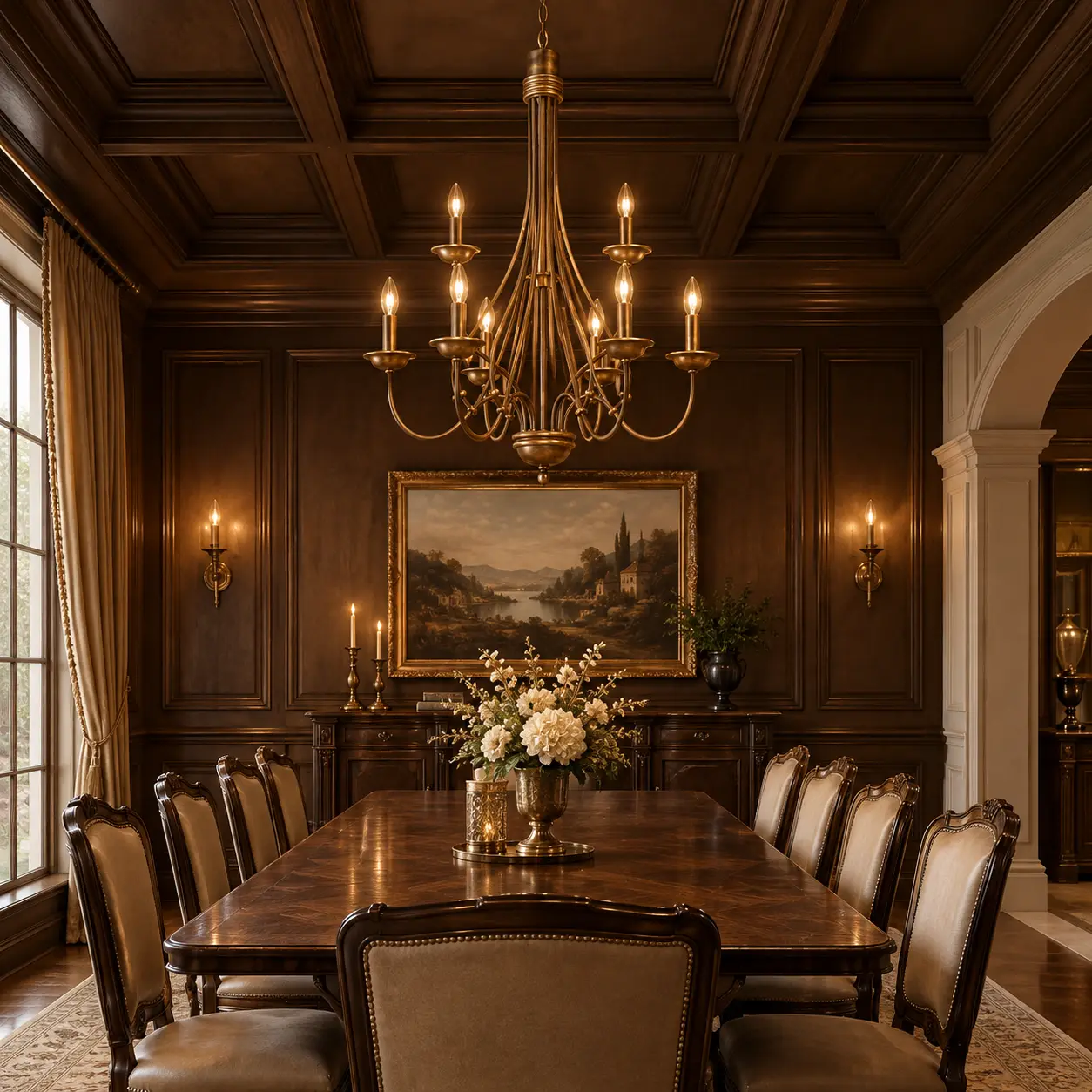 3D Rendering - Regal Heirloom 9-Light Chandelier in Manor Dining Room