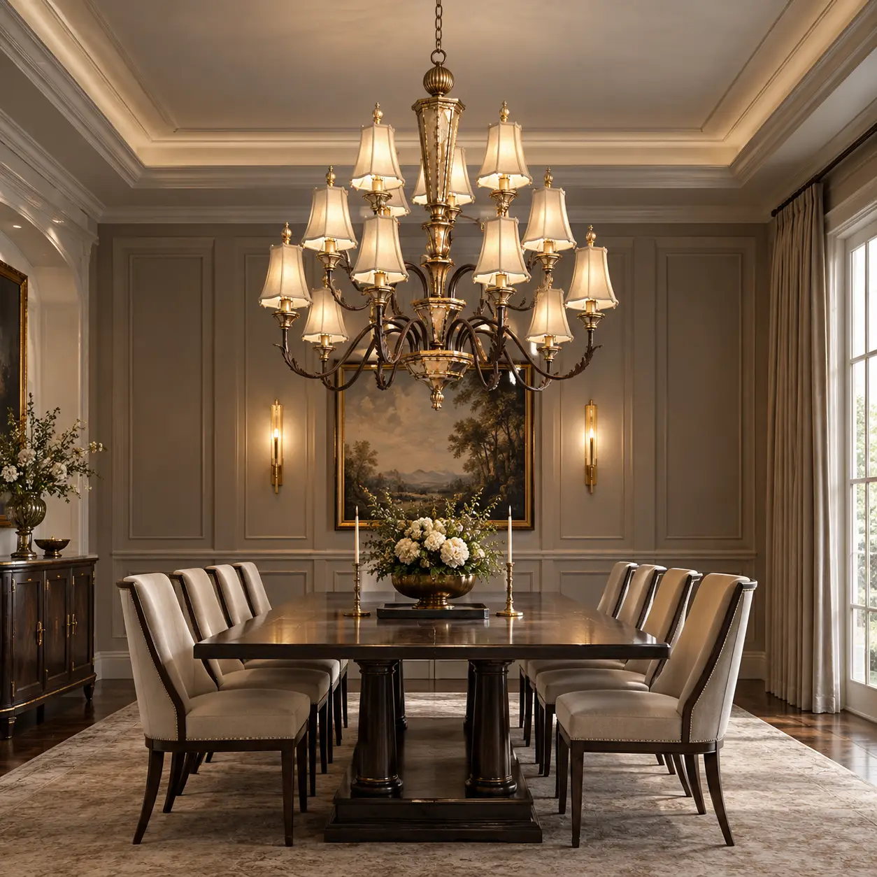 3D Rendering - Regency Opulence Chandelier in Formal Dining Room