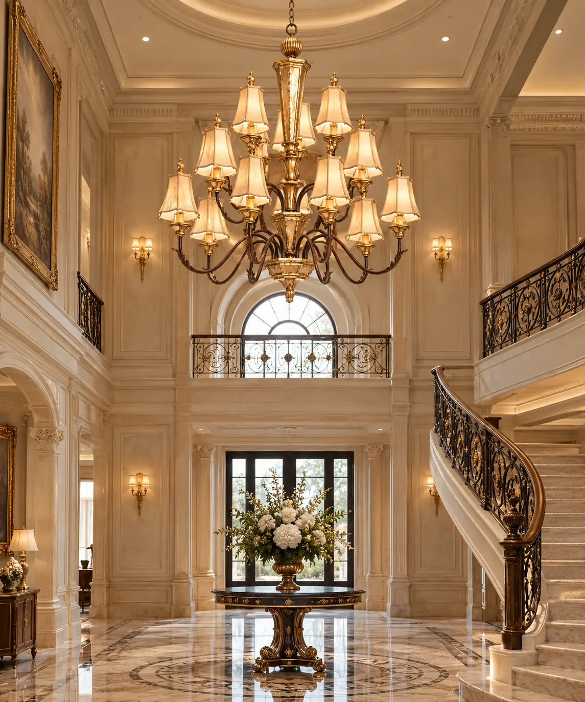3D Rendering - Regency Opulence Grand Chandelier in Double-Height Foyer