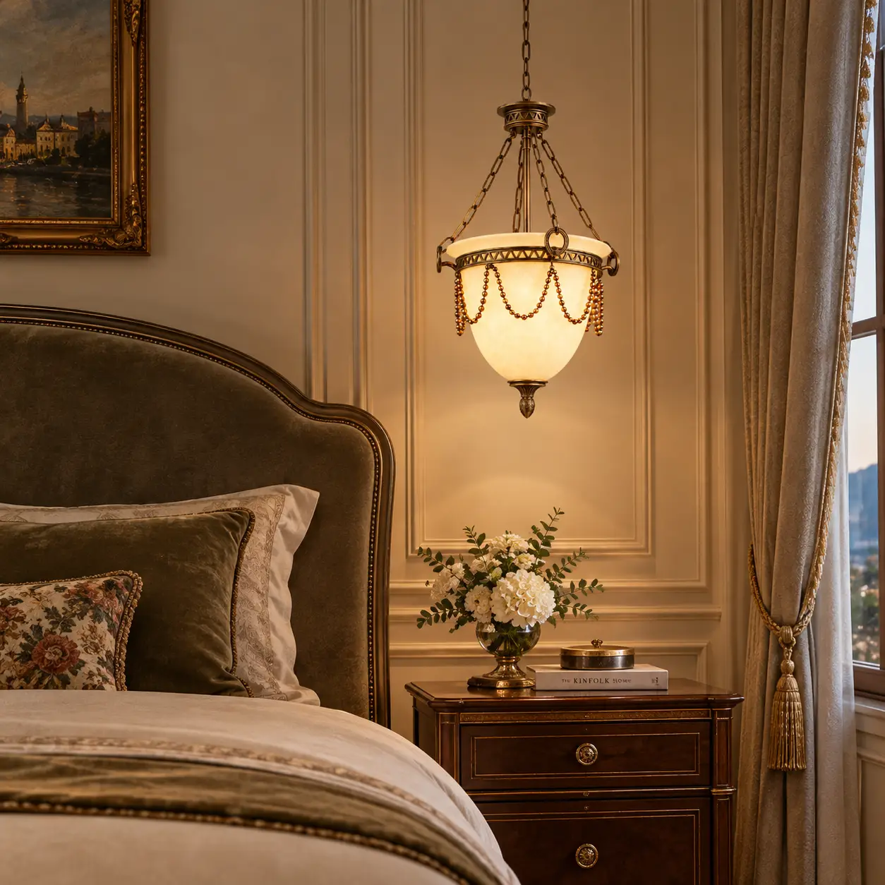 The Venetian Grandeur Convertible Pendant in French Chic Bedroom