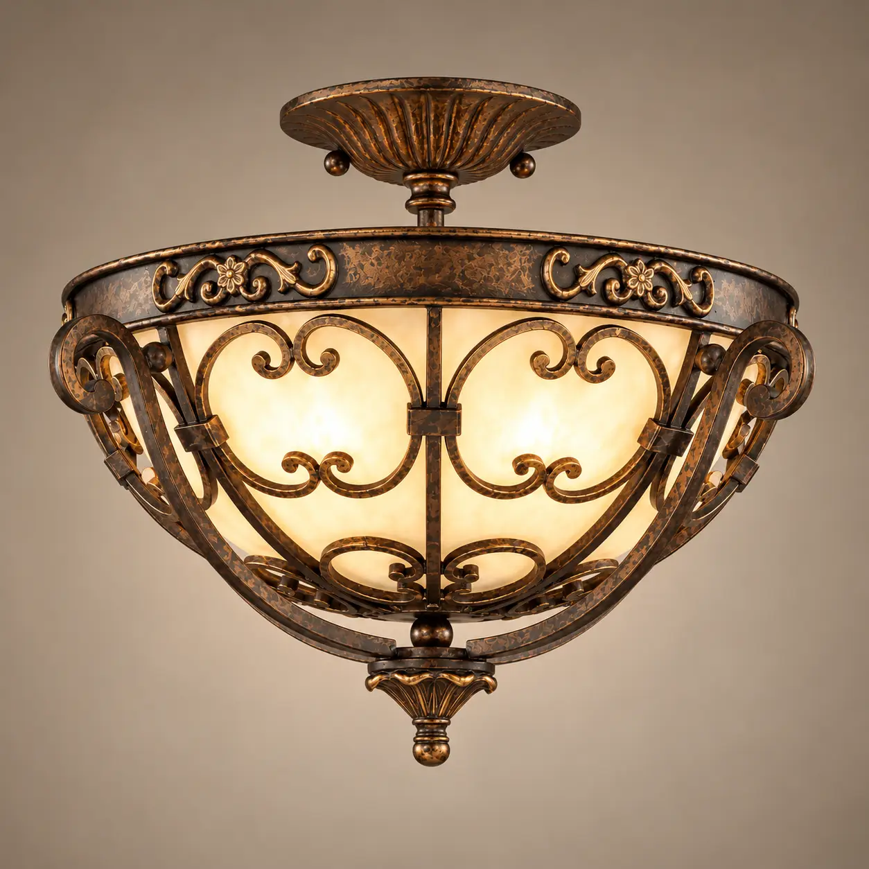 Venezia-3-Light-Semi-Flush-Mount-Pendant-in-Vintage-Bronze-Patina-3 Venezia-3-Light-Semi-Flush-Mount-Pendant-in-Vintage-Bronze-Patina-3