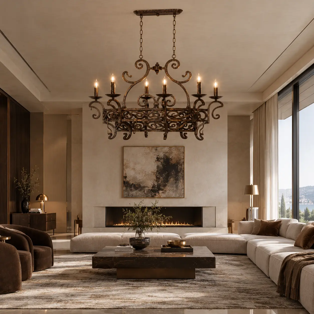 Venezia-6-Light-Handcrafted-Artisan-Bronze-with-Gold-Pendant-Modern-Luxury-Transitional-Living-Space Venezia-6-Light-Handcrafted-Artisan-Bronze-with-Gold-Pendant-Modern-Luxury-Transitional-Living-Space